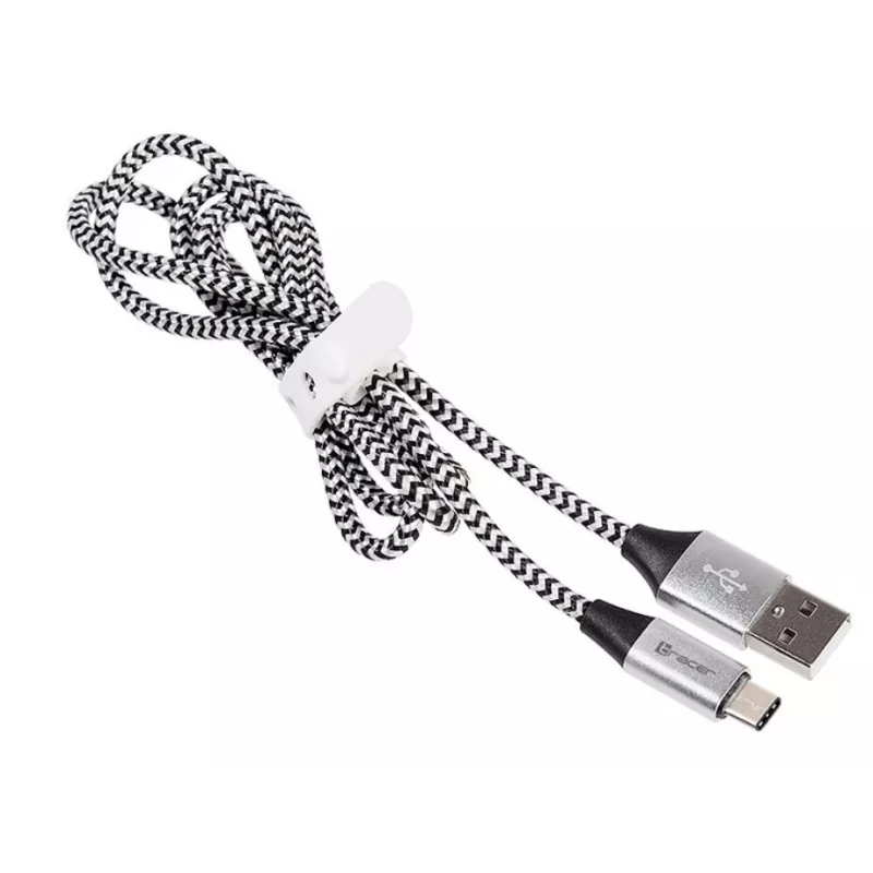 USB-kaapeli 2.0 Type-C uros - C uros 1,0 m musta-hopea