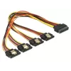 Delock 60157 SATA-virran jatkojohto, SATA 15-pin (uros) lukittava – 4x SATA 15-pin (naaras), 0,3 m, musta/keltainen/punainen/oranssi