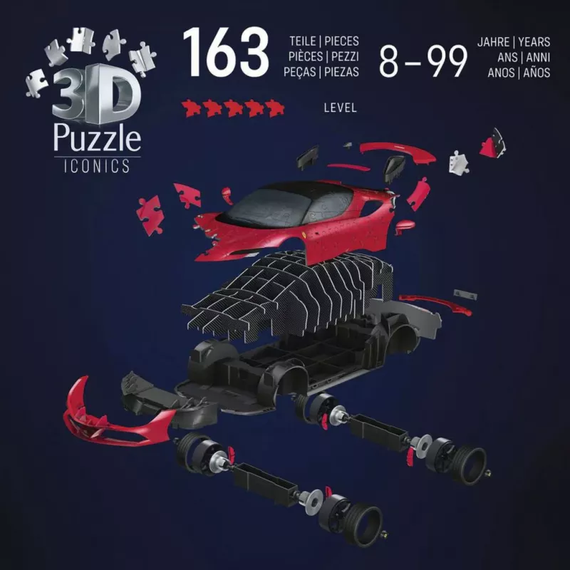 3D-palapeli Ravensburger Iconics Ferrari SF90 Stradale – keräilijän rakennussarja