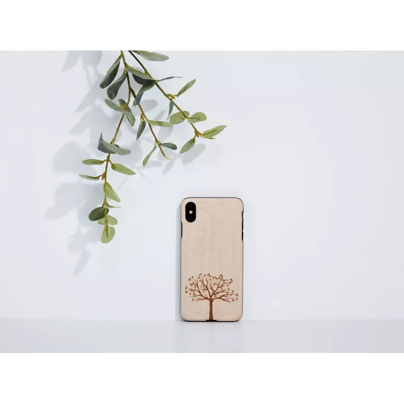 man and wood -puhelinkotelo iPhone XS Maxille – omenapuuta, musta