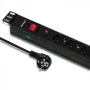 Qoltec 53993 19 tuuman 1U telineen PDU ylijännitesuojalla, 6x Schuko, 16 A, 2 m, musta