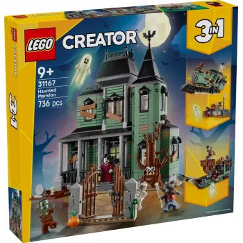 Rakennuslelu LEGO Creator 3-in-1 Spukhaus malli 31167 – 736 osaa, 3 mallia, 5 minifiguuria