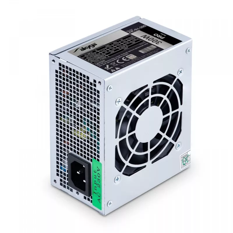 Akyga AK-S1-300 300 W SFX-virtalähde, passiivinen PFC, 80 mm:n tuuletin, musta