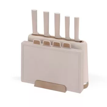 Maestro MR-1412-BEIGE veitsisarja telineellä + leikkuulautasarja beige