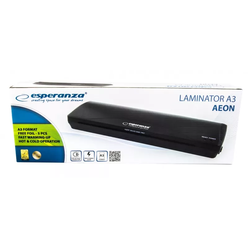 Esperanza EFL003 laminointilaite kylmä-/kuumalaminointilaite 250 mm/min musta