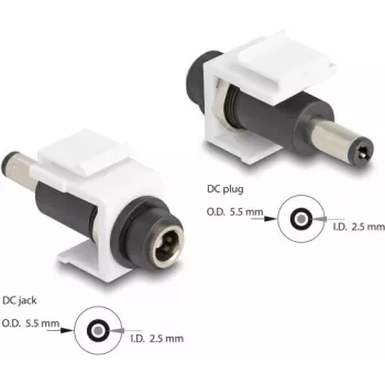 DeLOCK Keystone-moduuli DC 5,5 x 2,5 mm naaras uros valkoinen