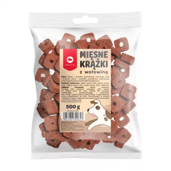 Koiranherkku MACED Meat Discs naudanlihalla 500 g – täydennysruokaherkku, 12 % proteiinia, 8 % rasvaa, 20 % kosteutta