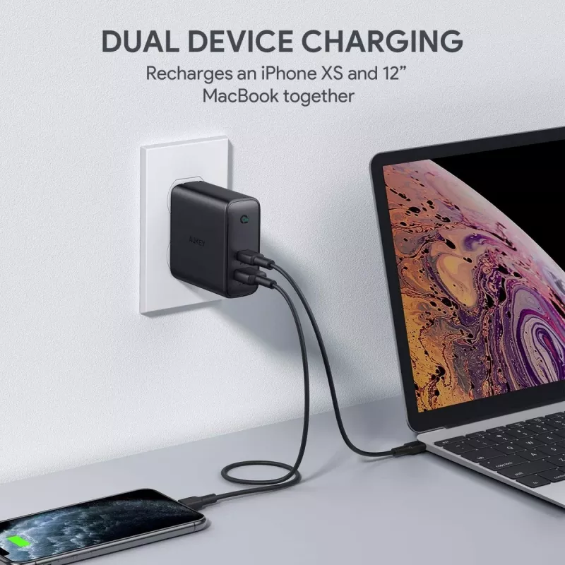 PA-D3 seinälaturi 2xUSB Power Delivery (1xUSB+1xUSB C) 5,4A 60W Dynamic Detect