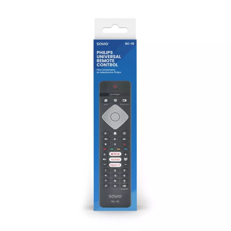 SAVIO RC-16 IR-kaukosäädin TV-viritin / digiboksi, 20 laitetta, 10 m kantama, musta
