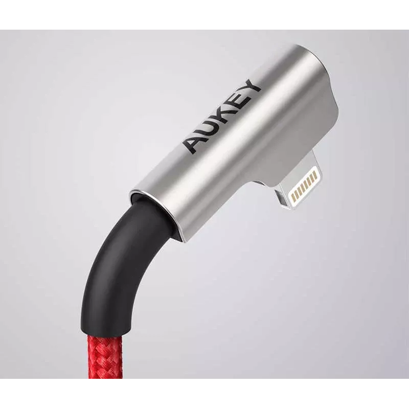 USB – Lightning -kaapeli Aukey CB-AL01 punainen – nylonpunos, Lightning-liitin Apple-laitteille