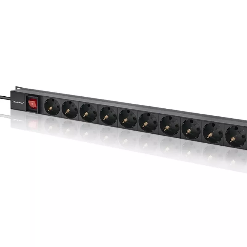 Qoltec alumiininen PDU RACKiin | 16A | 16 x Schuko | pystysuora | 1,8 m