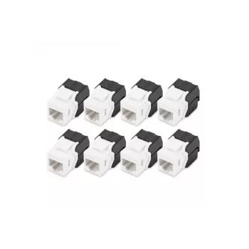 Digitus CAT 6 Keystone Jack suojaamaton, 8 kpl, litteä, musta/valkoinen, RJ-45