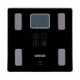 Elektroninen henkilövaaka Omron VIVA – neliömäinen, musta, max. 150 kg, 100 g tarkkuus, kehon rasva/BMI/BMR, 30 käyttäjän muisti