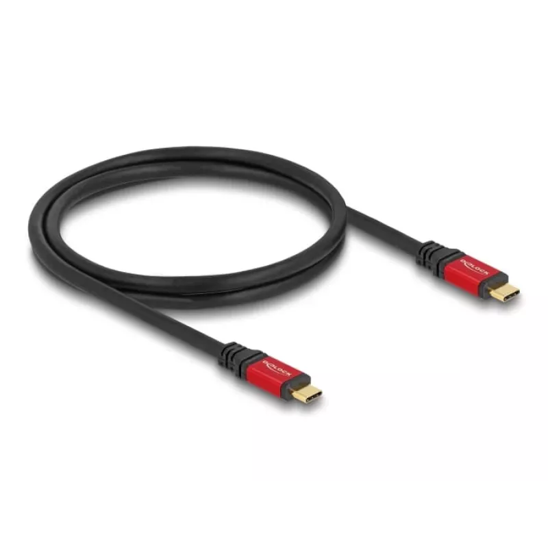 DeLOCK USB-kaapeli USB Type-C uros–uros 10 Gbit/s PD 3.0 100 W 1 m punainen metalli