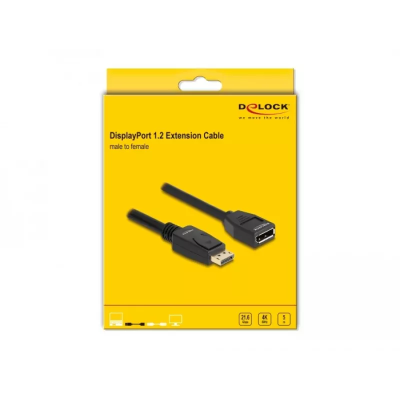 DeLOCK DisplayPort 1.2 -jatkokaapeli 4K 60 Hz 5 m