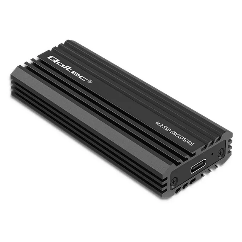 Ulkoinen SSD-kotelo QOLTEC NV2270 M.2 SATA/NVMe-asemille, USB-C, jopa 2 TB