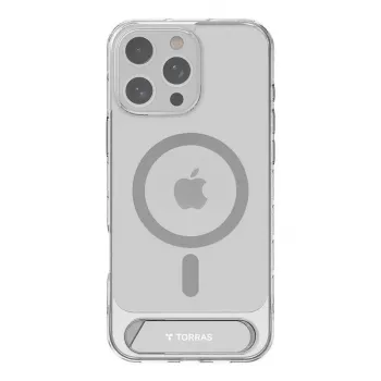 Torras Pstand Series läpinäkyvä suojakotelo iPhone 16 Pro Maxille — läpinäkyvä, integroitu teline