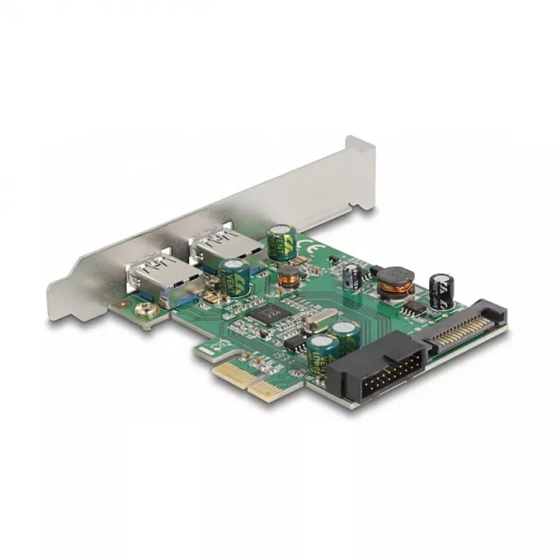 DeLOCK PCI Express x1 -kortti 2 x USB 3.2 Gen 1 Type-A + 1 x sisäinen 19-pin-header