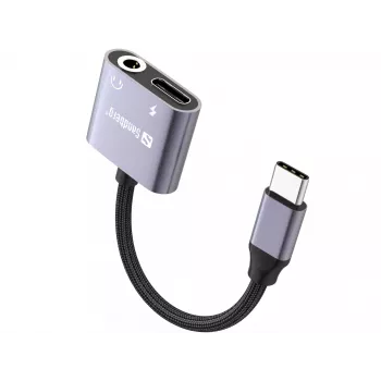 USB-C-audiosovitin SANDBERG PD65W 136-67 USB-C PD -läpiviennillä