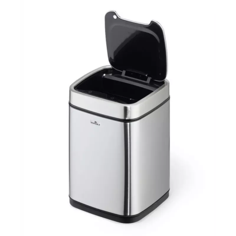 Roskakori Durable NO TOUCH 6L suorakaiteen muotoinen ruostumaton teräs hopea musta