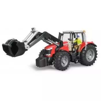 Lelutraktori BRUDER Massey Ferguson 7624 etukuormaajalla, punainen, lapsille 3 vuotta ja vanhemmille