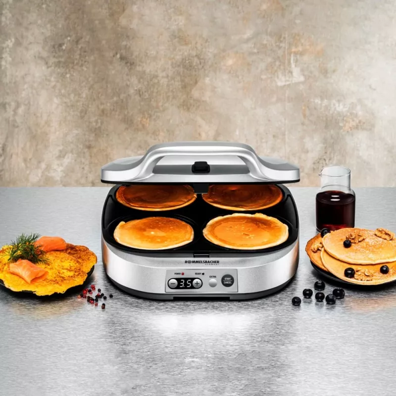 ROMMELSBACHER PC 1800, 4 crêpes, hopea, muovi, 13,5 cm, painikkeet, 1800 W