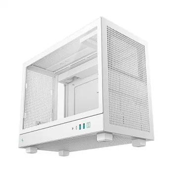 Tietokonekotelo DeepCool CH160 PLUS WH Small Form Factor valkoinen, microATX, karkaistu lasi, USB-C