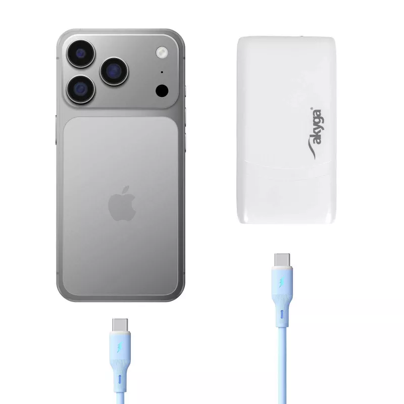 Akyga AK-CH-31 ohut GaN-USB-laturi 65 W, USB-C PD + USB-A, valkoinen