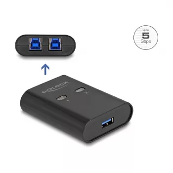 DeLOCK USB-kytkin 2 PC 1 laitteeseen 5 Gbps musta