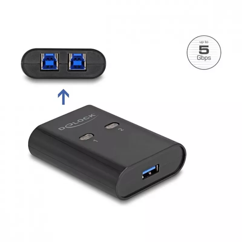 DeLOCK USB-kytkin 2 PC 1 laitteeseen 5 Gbps musta