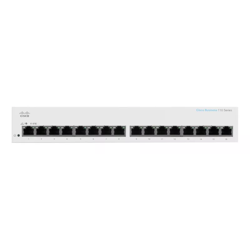 Kytkin, Cisco CBS110 hallitsematon L2 Gigabit Ethernet 16x RJ-45 (10/100/1000), 1U, 32 Gbps