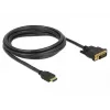DeLOCK - videokaapeli - HDMI / DVI - DVI-D (M) - HDMI (M) - 2,0 m - kolmoiseristys - musta - peukaloruuvit (85654)