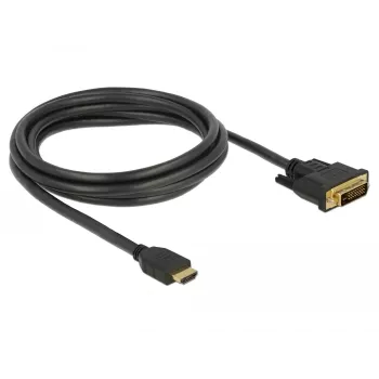 DeLOCK - videokaapeli - HDMI / DVI - DVI-D (M) - HDMI (M) - 2,0 m - kolmoiseristys - musta - peukaloruuvit (85654)