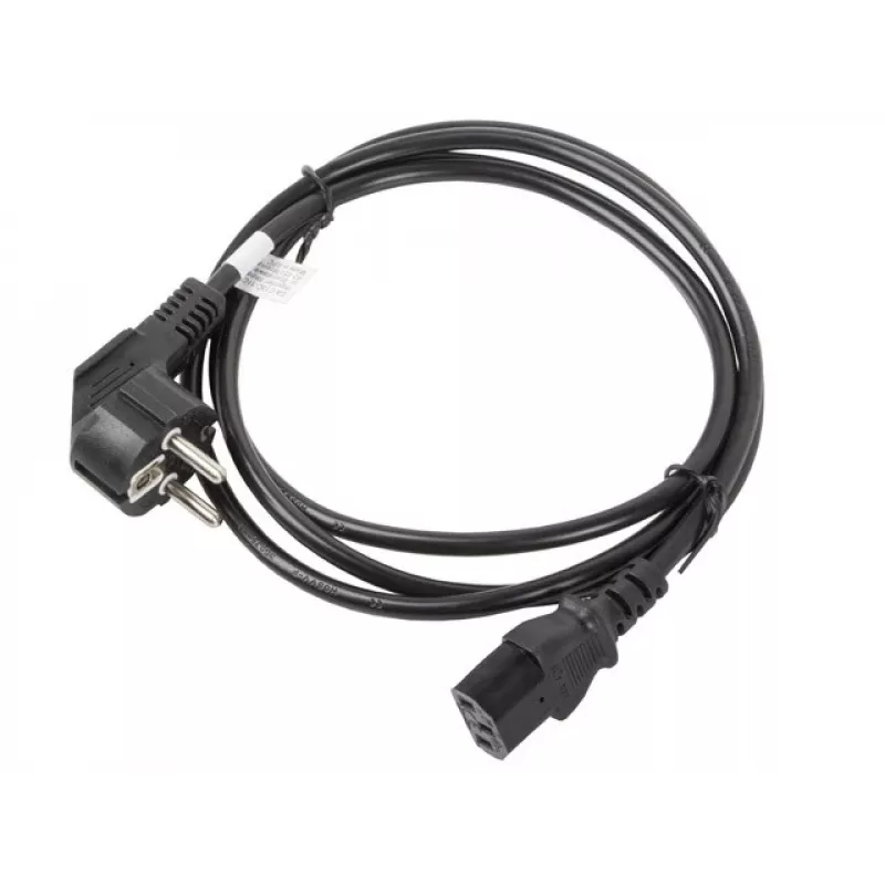 Virtajohto LANBERG CA-C13C-11CC-0018-BK — 1,8 m, C13-liitin CEE7/7, kulma C13