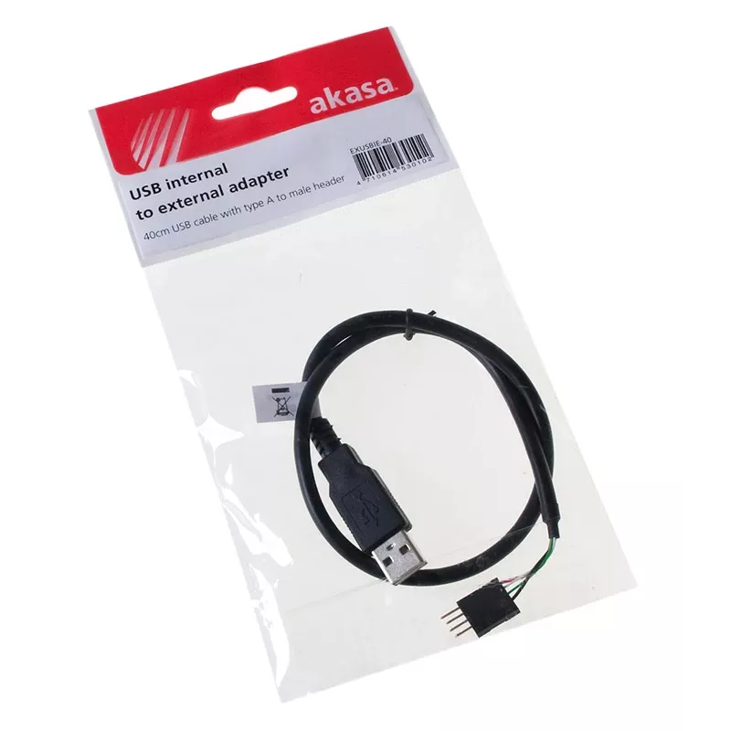 USB-kaapeli Akasa 0,4 m USB A musta