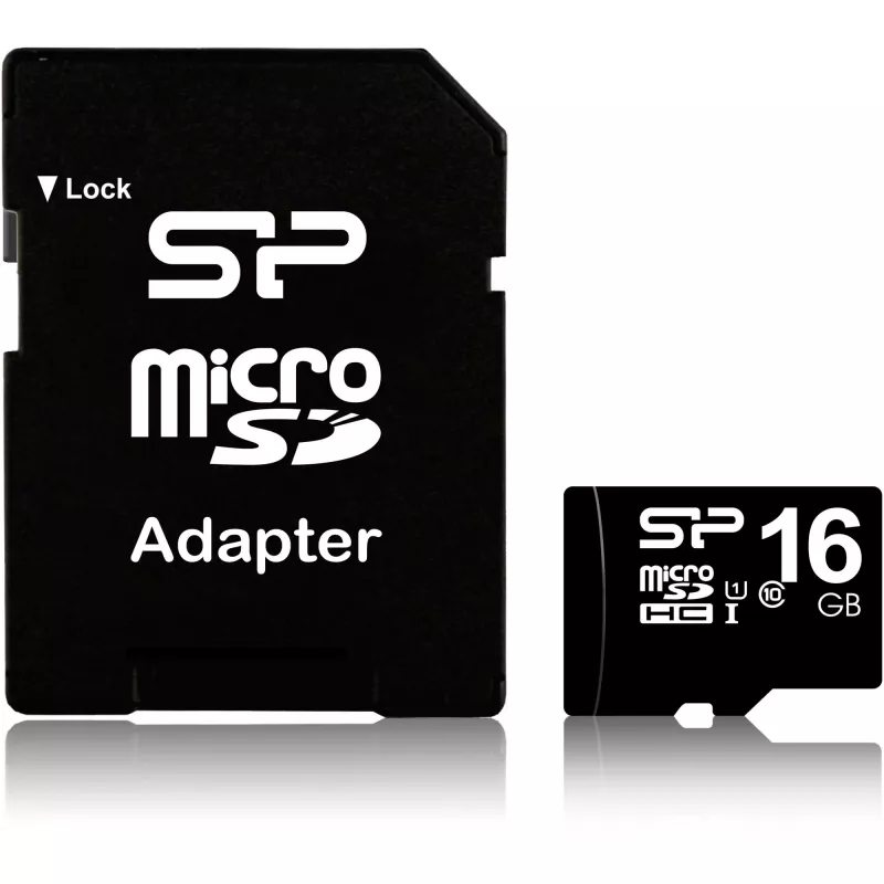 MicroSDHC-muistikortti Silicon Power 16GB Class 10 UHS-I U1 40 MB/s, vedenpitävä, musta
