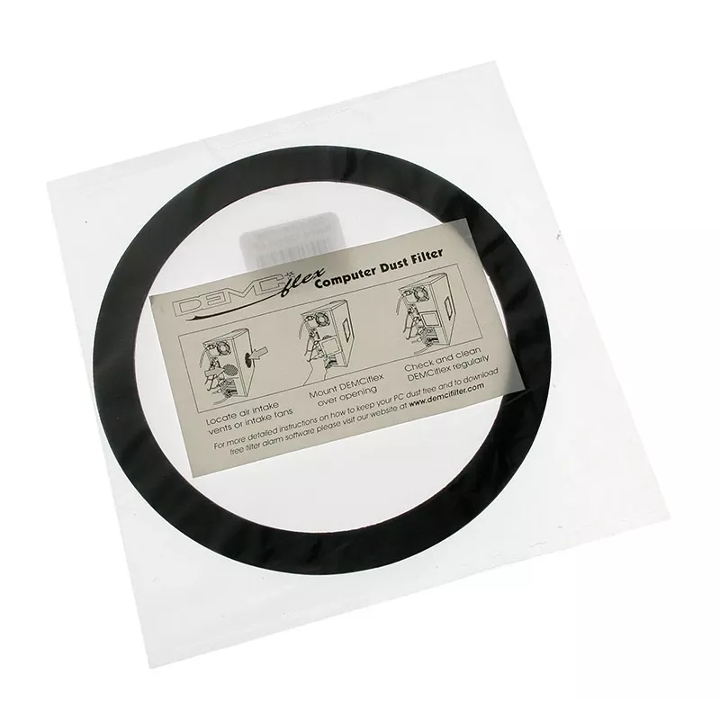 Pölysuodatin DEMCiflex 120 mm pyöreä, musta/valkoinen kotelotuulettimille ja ilmanvaihtoaukoille
