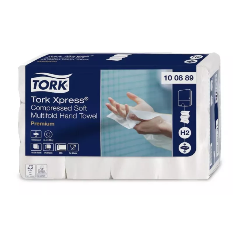 Käsipyyhearkit Tork Xpress Soft Multifold H2, 2 l, 225 arkkia, 22,2x24 cm, Z, 12 kpl