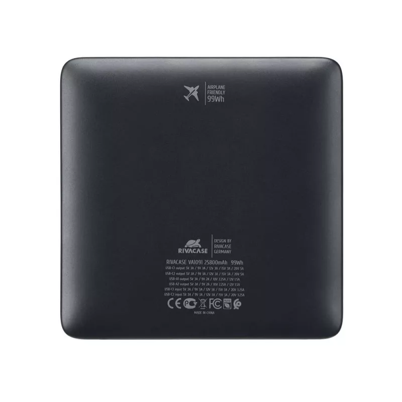 Virtapankki Rivacase VA1091 — 25800 mAh, kokonaislähtöteho 100 W, USB-liitännät