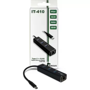 Inter-Tech Argus IT-410 - keskitin - 3 x SuperSpeed USB 3.0 + 1 x 10/100/1000 - pöytämalli (88885440)
