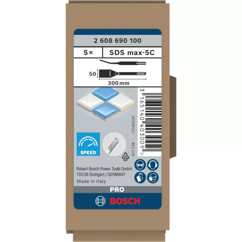 Bosch PRO SDS-max-5C laattameisseli, 50 x 300 mm, 5 kpl