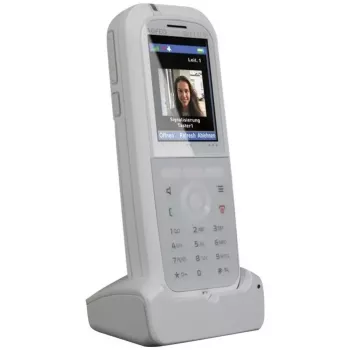 DECT-puhelin agfeo DECT 77 IP — langaton VoIP-luuri, jossa kaiutintoiminto, soittajan tunnistus, näyttö (valkoinen)