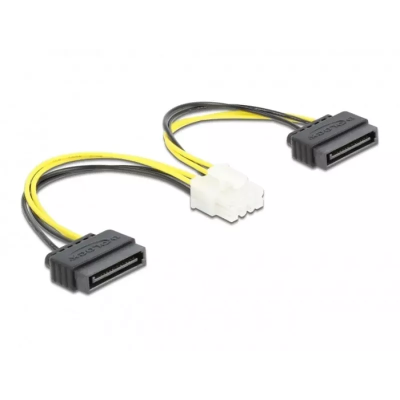 Virtakaapeli DeLOCK 83020 2 x 15-pin-SATA – 8-pin-EPS 15 cm