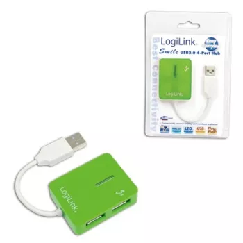 USB-keskitin LOGILINK UA0138 — 4-porttinen USB 2.0 -keskitin, vihreä, jopa 480 Mbit/s