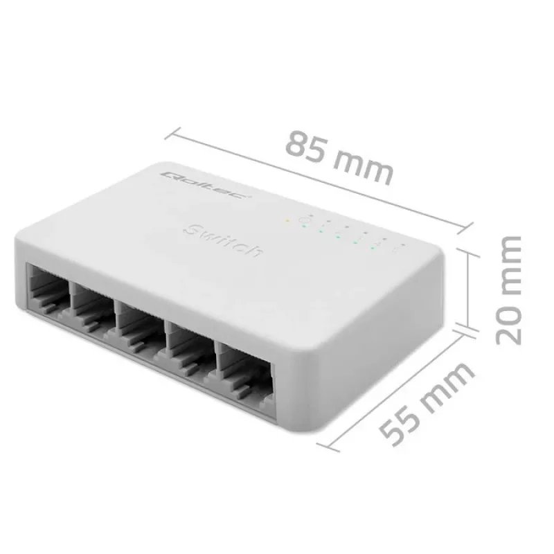 Verkkokytkin QOLTEC 52247 5 x RJ45-porttia 1000 Mbit/s Gigabit hallitsematon