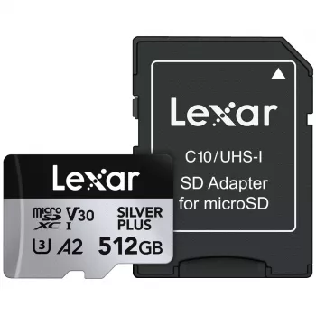 Flash-muisti Lexar 512 GB UHS-I microSDXC SILVER PLUS