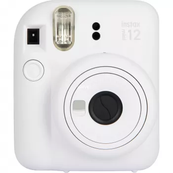 Pikakamera Fujifilm Instax Mini 12 valkoinen — 86×54 mm tulosteet, 60 mm polttoväli, AA-paristo