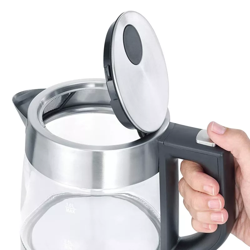 Severin WK 3468 vedenkeitin 1 l 2 200 W musta, ruostumaton teräs, läpinäkyvä