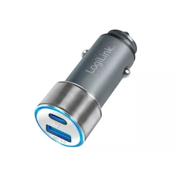 LogiLink autolaturi – 36 wattia – 3 A – PD 3.0, QC 3.0 – 2 lähtöporttia (USB, 24-napainen USB-C)