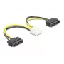 Virtakaapeli DeLOCK 83020 2 x 15-pin-SATA – 8-pin-EPS 15 cm